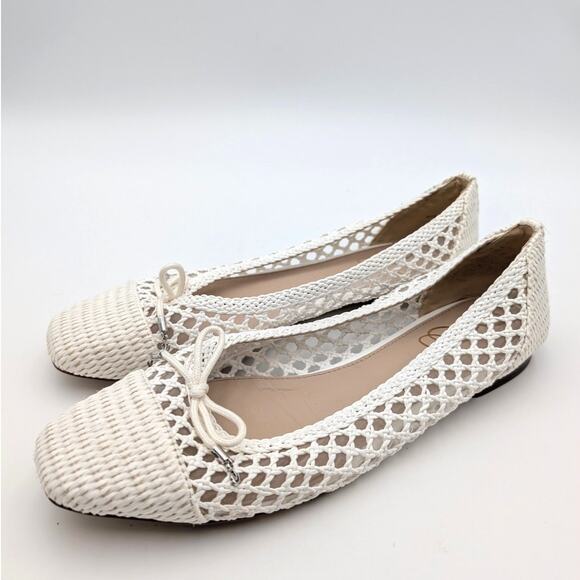 Sam Edelman May Ballet Flat Bow Detail Women's Bright White Size US9 EU40 - Picture 1 of 9